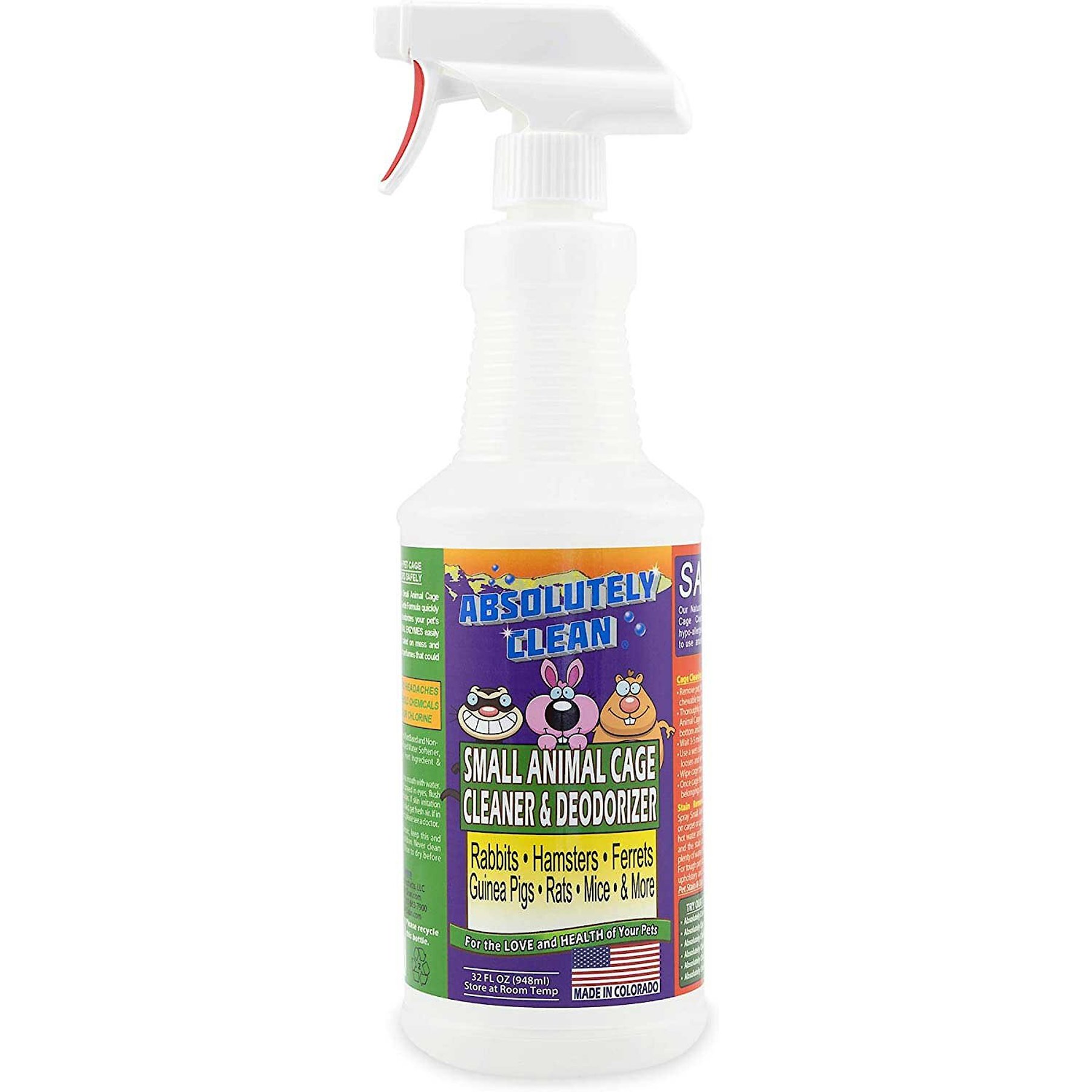 Absolutely Clean Small Animal Cage Cleaner & Deodorizer, 32-fl oz bottle