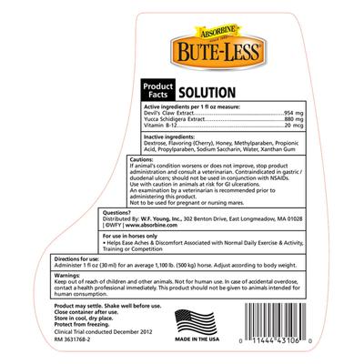 Show full view: Absorbine Bute-Less with Devil’s Claw, Vitamin B-12 & Yucca Comfort & Recovery Support Horse Supplement, 128 Day Supply slide 2 of 7