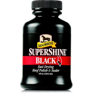 Absorbine Supershine Fast Drying Horse Hoof Polish & Sealer, 8-fl oz bottle, Black High Gloss
