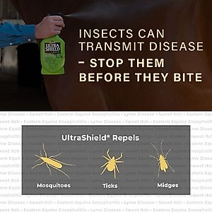Absorbine UltraShield Green All-Natural Fly & Insect Repellent Horse & Dog Spray, 32-fl oz bottle