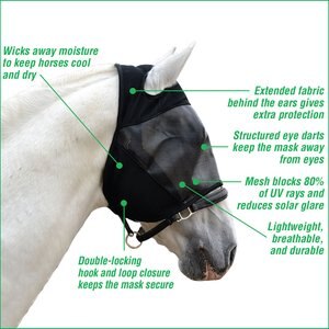Absorbine Ultrashield No Ears Horse Fly Mask, Horse
