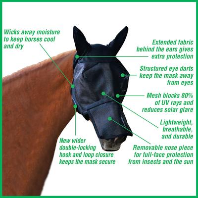 Show full view: Absorbine Ultrashield with Ears Horse Fly Mask, Horse Removable Nose slide 3 of 4