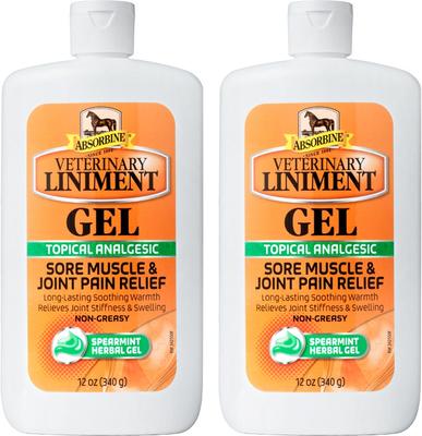 Show full view: Absorbine Veterinary Sore Muscle & Joint Pain Relief Horse Liniment Gel, 12-fl oz, bundle of 2 slide 1 of 4