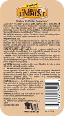 Show full view: Absorbine Veterinary Sore Muscle & Joint Pain Relief Horse Liniment Gel, 12-fl oz, bundle of 2 slide 2 of 4