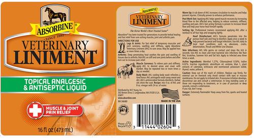 Show full view: Absorbine Veterinary Topical Analgesic & Antiseptic Horse Liniment, 16-oz bottle slide 2 of 4