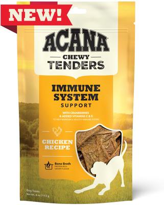 Show full view: ACANA Chewy Chicken with Immune System Support Strips Dog Treats, 4-oz bag slide 9 of 11