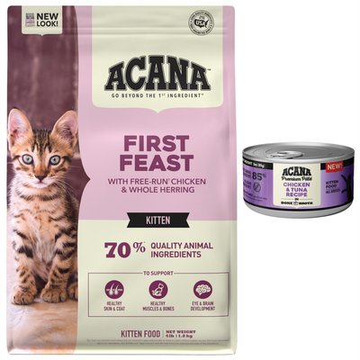 ACANA ACANA Chicken + Tuna Recipe in Bone Broth Wet Food + First Feast High-Protein Kitten Dry Cat Food
