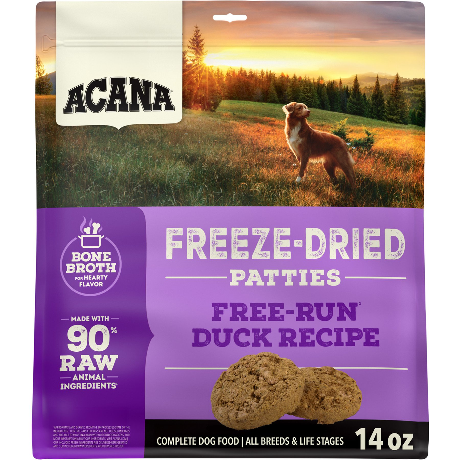 ACANA Free-Run Duck Patties Grain-Free High-Protein Freeze-Dried Dog Food & Topper, 14-oz bag