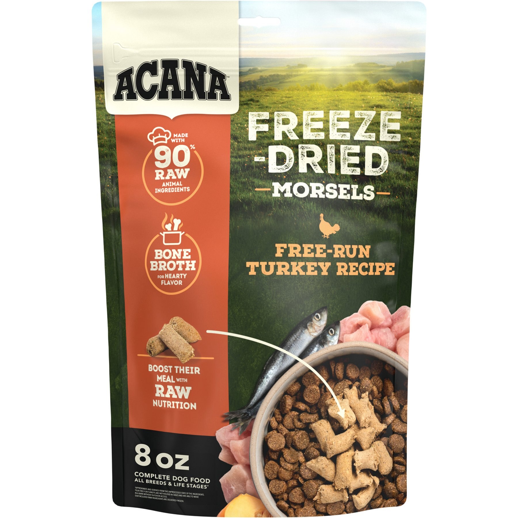 ACANA Free-Run Turkey Morsels Grain-Free High-Protein Freeze-Dried Dog Food & Topper, 8-oz bag