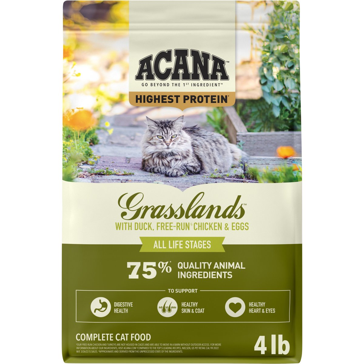 ACANA Grasslands Chicken Duck Turkey Fish & Quail Grain-Free Dry Cat Food, 4-lb bag