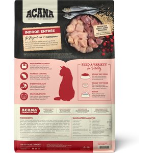 ACANA Indoor Entree Chicken Turkey Whole Herring & Rabbit Dry Cat Food, 4-lb bag