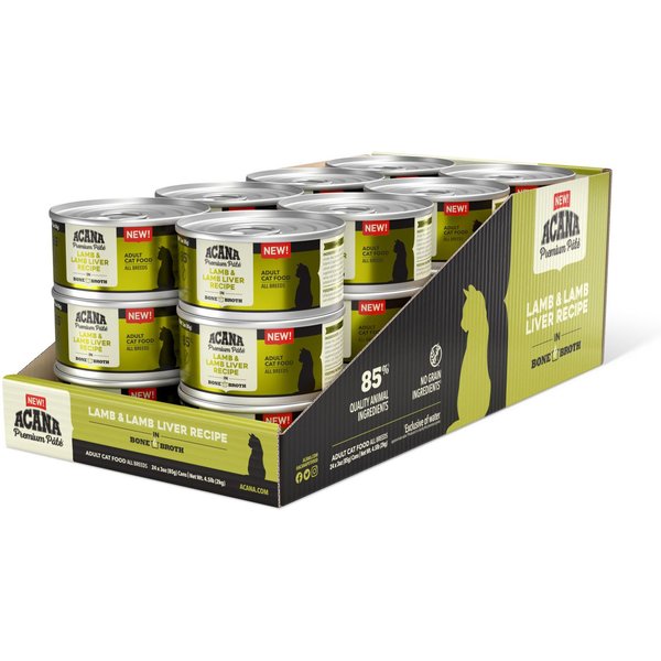 ACANA Lamb + Lamb Liver in Bone Broth Grain-Free Wet Cat Food, 3-oz can ... - Acana Lamb And Free Run Chicken Wet Food