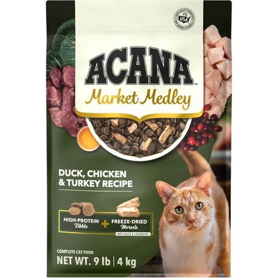 ACANA ACANA Market Medley Duck, Chicken & Turkey Recipe with Freeze-Dried Morsels Made with Duck & Cranberry Grain-Free Dry Cat Food, 18-lb bundle