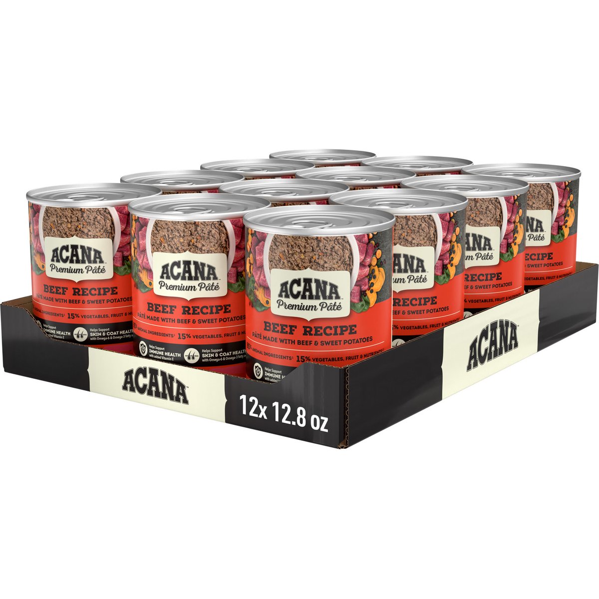 ACANA Premium Pate Beef in Bone Broth Grain-Free Wet Dog Food, 12.8-oz, case of 12