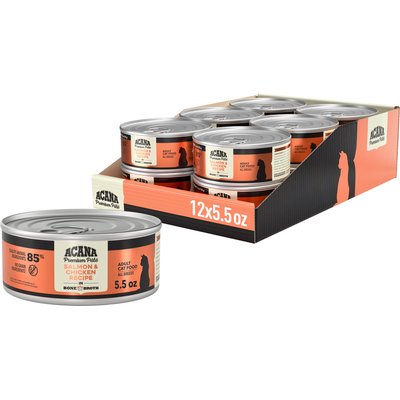 ACANA ACANA Premium Salmon & Chicken in Bone Broth Pate Wet Cat Food, 5.5-oz can, case of 12