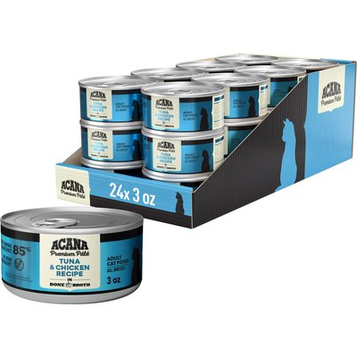ACANA ACANA Premium Tuna & Chicken in Bone Broth Pate Wet Cat Food, 3-oz can, case of 24