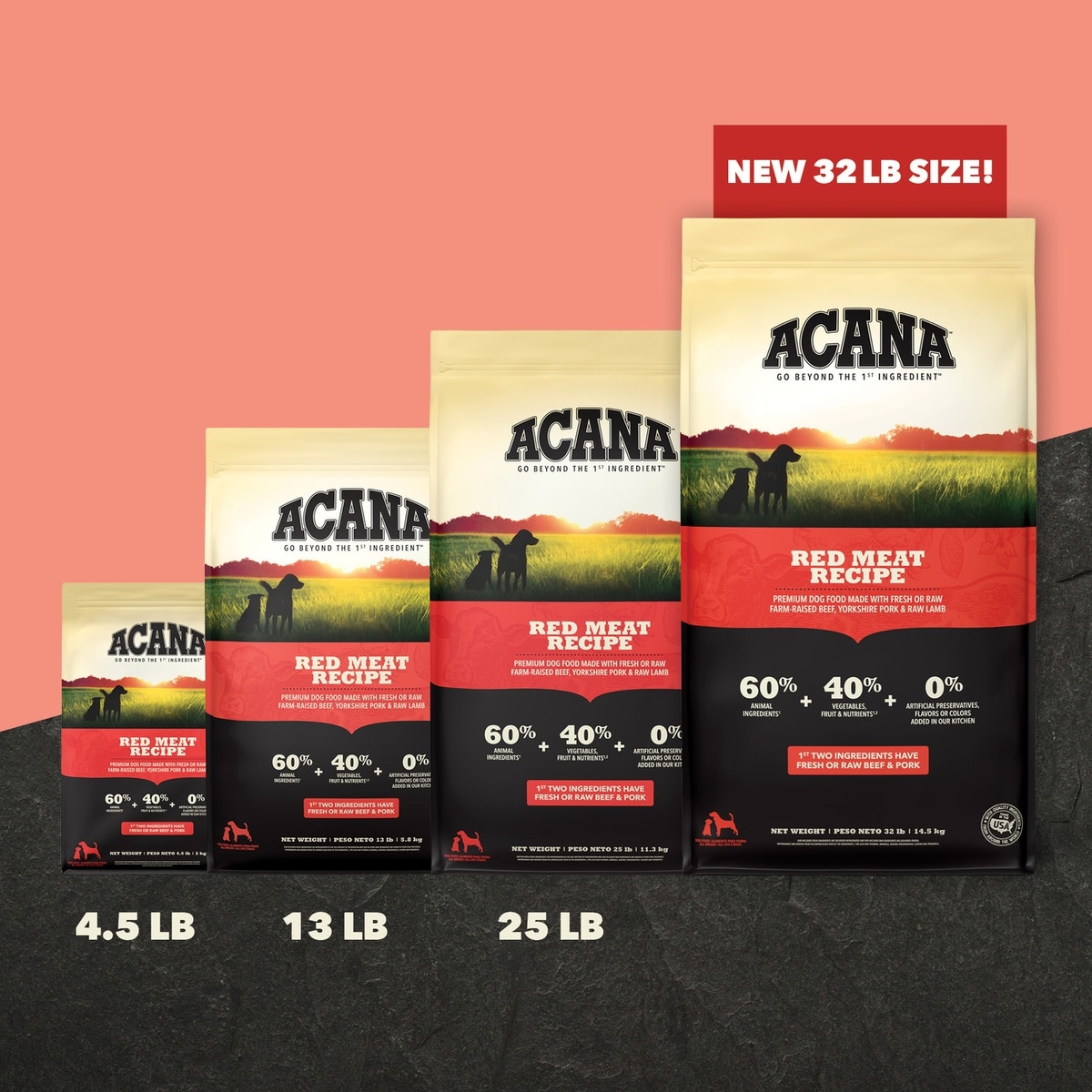 ACANA Red Meat Grain-Free Dry Dog Food, 13-lb bag - Chewy.com