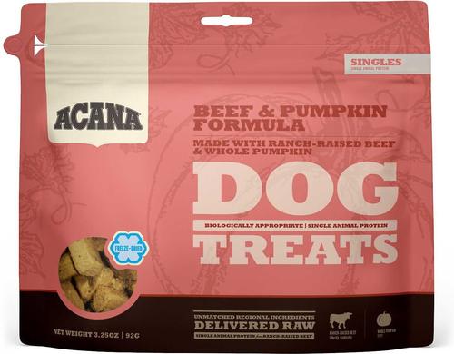 Show full view: ACANA Red Meat Recipe Dry Food + Singles Beef & Pumpkin Formula Freeze-Dried Dog Treats slide 6 of 8