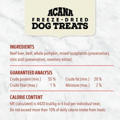 Show full view: ACANA Singles Duck & Pear Formula + Beef & Pumpkin Formula Freeze-Dried Dog Treats slide 4 of 8