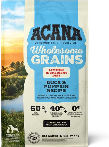 ACANA Wholesome Grains Limited Ingredient Diet Dry Dog Food, Duck & Pumpkin Recipe