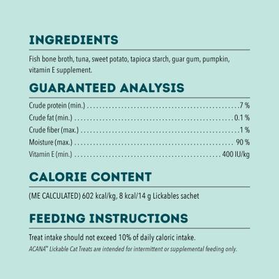 Show full view: ACANA Tuna Natural Recipe Lickable Cat Treats, 2.5-oz pouch, 50 count bundle  slide 8 of 11