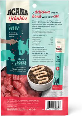 Show full view: ACANA Tuna Natural Recipe Lickable Cat Treats, 2.5-oz pouch, 50 count bundle  slide 3 of 11