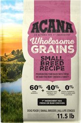 ACANA Wholesome Grains Small Breed Real Chicken Eggs & Turkey Dry Dog Food, 11.5-lb bag slide 1 of 8
