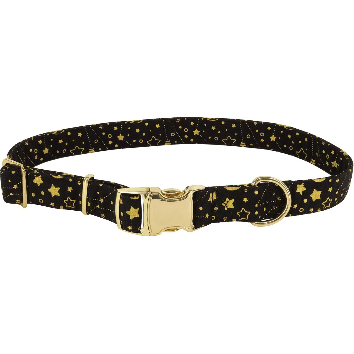 Accent Fashion Metallic Adjustable Dog Collar, Bright Black Galaxy, 12-18-in neck, 5/8-in wide