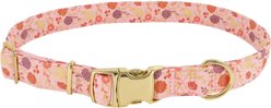 Accent Fashion Metallic Adjustable Dog Collar, Delicate Pink Flowers, 12-18-in neck, 5/8-in wide
