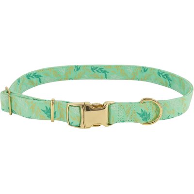 Accent Fashion Accent Fashion Metallic Adjustable Dog Collar, Graceful Green Leaves, 8-12-in neck, 5/8-in wide