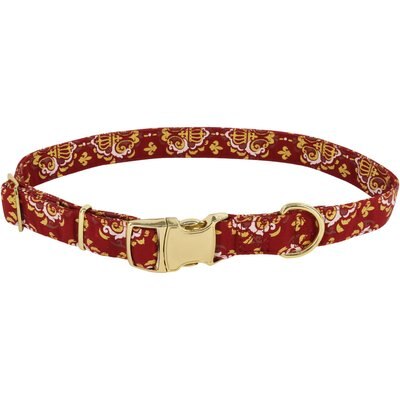Accent Fashion Accent Fashion Metallic Adjustable Dog Collar, Royal Burgundy Crowns, 8-12-in neck, 5/8-in wide