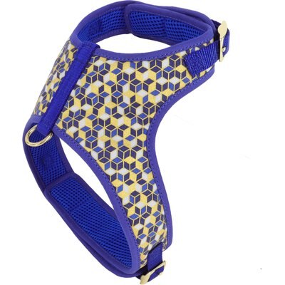 Accent Fashion Accent Fashion Metallic Adjustable Dog Harness, Classic Blue Diamonds, Small: 16-20-in chest