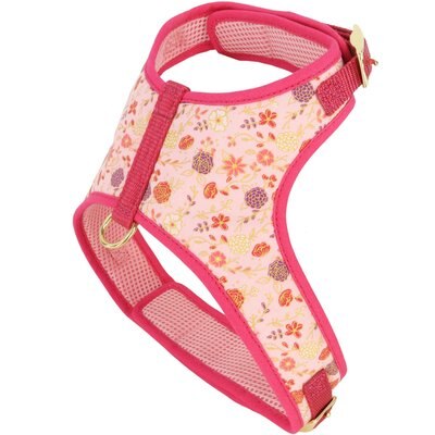 Accent Fashion Accent Fashion Metallic Adjustable Dog Harness, Delicate Pink Flowers, Medium: 20-24-in chest