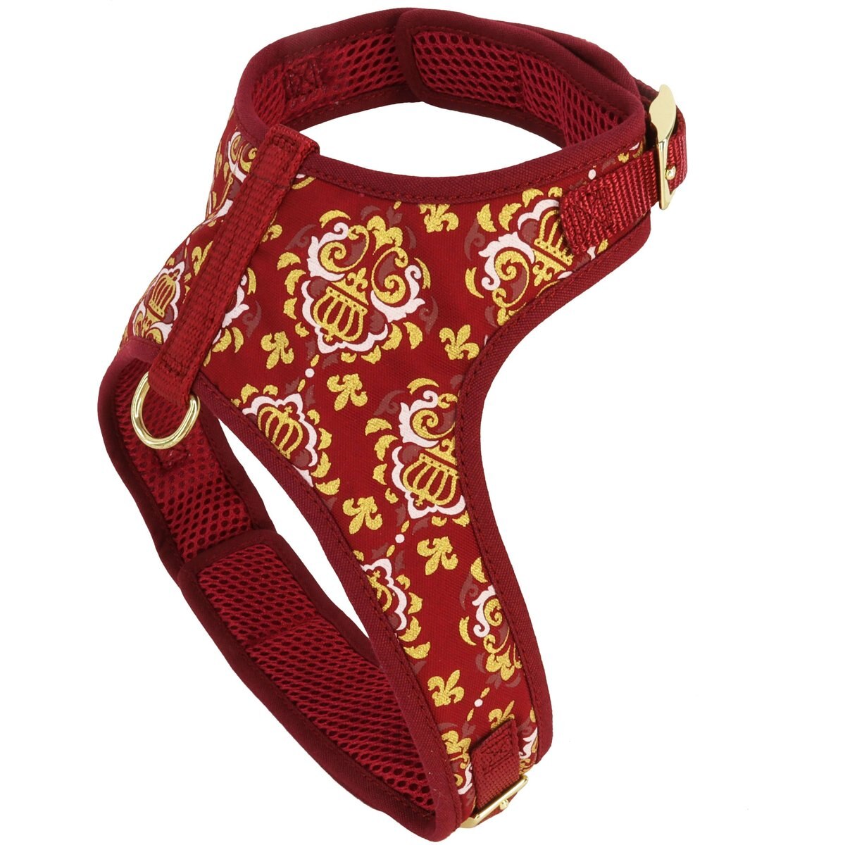 Accent Fashion Metallic Adjustable Dog Harness, Royal Burgundy Crowns, X-Small: 14-16-in chest