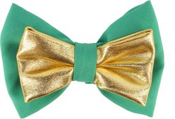 Accent Fashion Metallic Dog Collar Embellishment, Green Bowtie