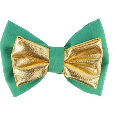 Accent Fashion Accent Fashion Metallic Dog Collar Embellishment, Green Bowtie