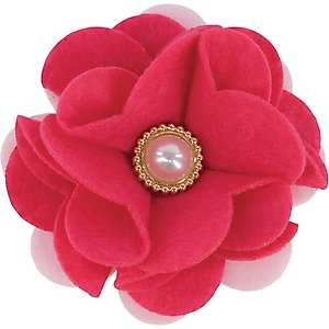 Accent Fashion Metallic Dog Collar Embellishment, Pink Flower