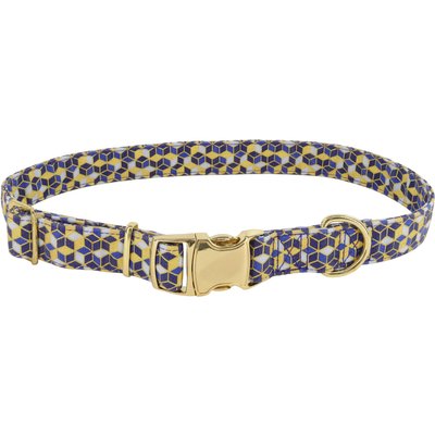 Accent Fashion Accent Fashion Metallic Adjustable Dog Collar, Classic Blue Diamonds, 8-12-in neck, 5/8-in wide