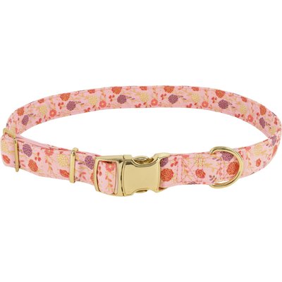 Accent Fashion Accent Fashion Metallic Adjustable Dog Collar, Delicate Pink Flowers, 18-26-in neck, 1-in wide