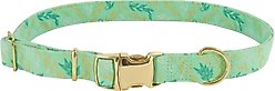 Accent Fashion Metallic Adjustable Dog Collar, Graceful Green Leaves, 12-18-in neck, 5/8-in wide
