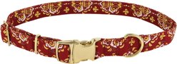 Accent Fashion Metallic Adjustable Dog Collar, Royal Burgundy Crowns, 12-18-in neck, 5/8-in wide