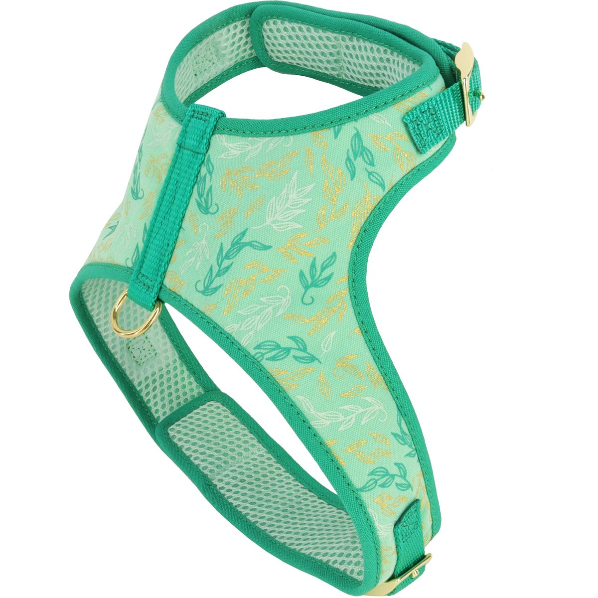 Accent Fashion Metallic Adjustable Dog Harness, Graceful Green Leaves, Medium: 20-24-in chest