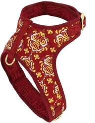 Accent Fashion Metallic Adjustable Dog Harness, Royal Burgundy Crowns, Medium: 20-24-in chest