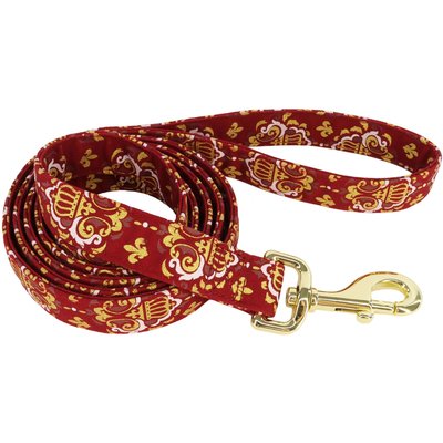 Accent Fashion Accent Fashion Metallic Dog Leash, Royal Burgundy Crowns, 6-ft long, 1-in wide