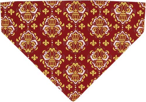 Show full view: Accent Fashion Metallic Over the Collar Dog Bandana, Royal Burgundy Crowns slide 2 of 3
