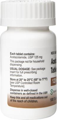 Show full view: Acetazolamide (Generic) Tablets, 125-mg, 30 tablets slide 3 of 6