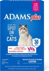 Adams Plus Flea & Tick Spot Treatment for Cats over 5 lbs, 3 Doses (3-mos. supply)