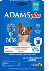 Adams Flea & Tick Spot Treatment for Small Breed Dogs, 5-14 lbs, 3 Doses (3-mos. supply)