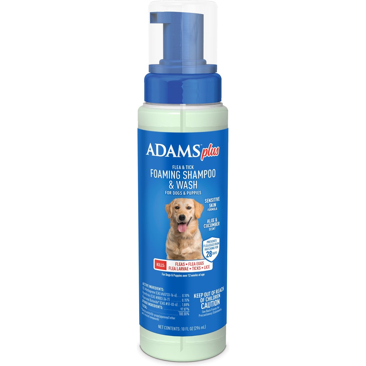 ADAMS Plus Flea & Tick Sensitive Skin Foaming Dog Shampoo, 10-fl oz bottle