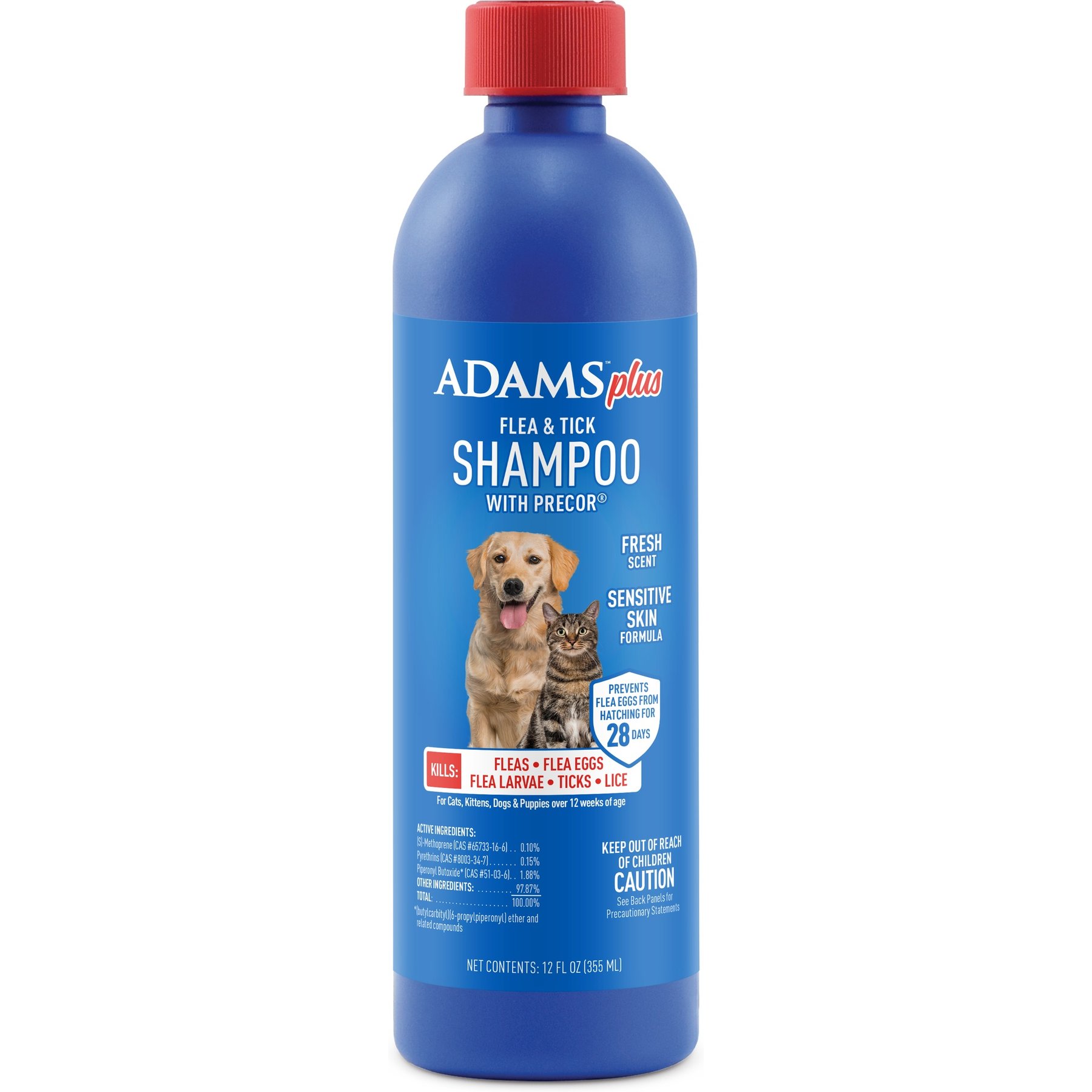 ADAMS Plus Flea & Tick Shampoo Sensitive Skin for Cats & Dogs, 12-fl oz bottle